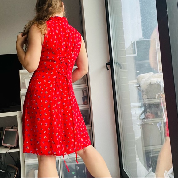 CDC Caren D Sea Shell Two Raw Button Down Front LaceUp Sleeveless Shift Dress - Picture 8 of 13